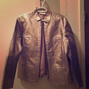 Chico’s Faux Leather Lavender Metallic Coat